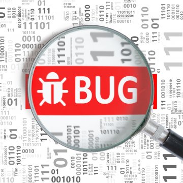 features software registry cleaner app regclean pro magnifying glass over bug text in red 0 and 1 binary code background